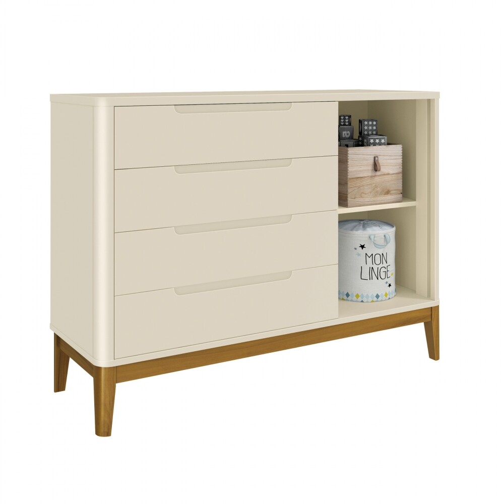 Cómoda Zapatera 4 Cajones 1 Puerta - Boom Gris