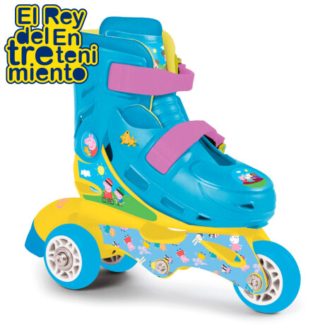 Patín Roller Extensible Peppa Pig Ruedas Ajustables Celeste-Amarillo