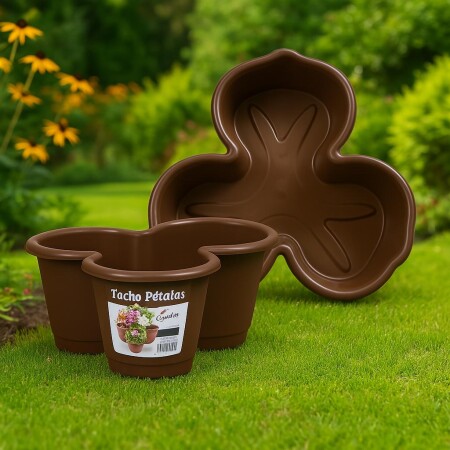 MACETA PETALO 8 LITROS CAFÉ