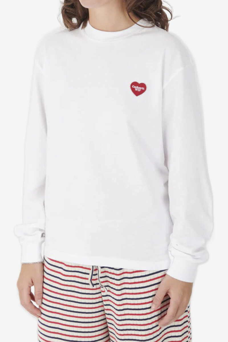 W' L/S HEART PATCH T-SHIRT Blanco