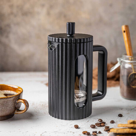 Cafetera prensa manual con embolo facetada - 600ml Negro