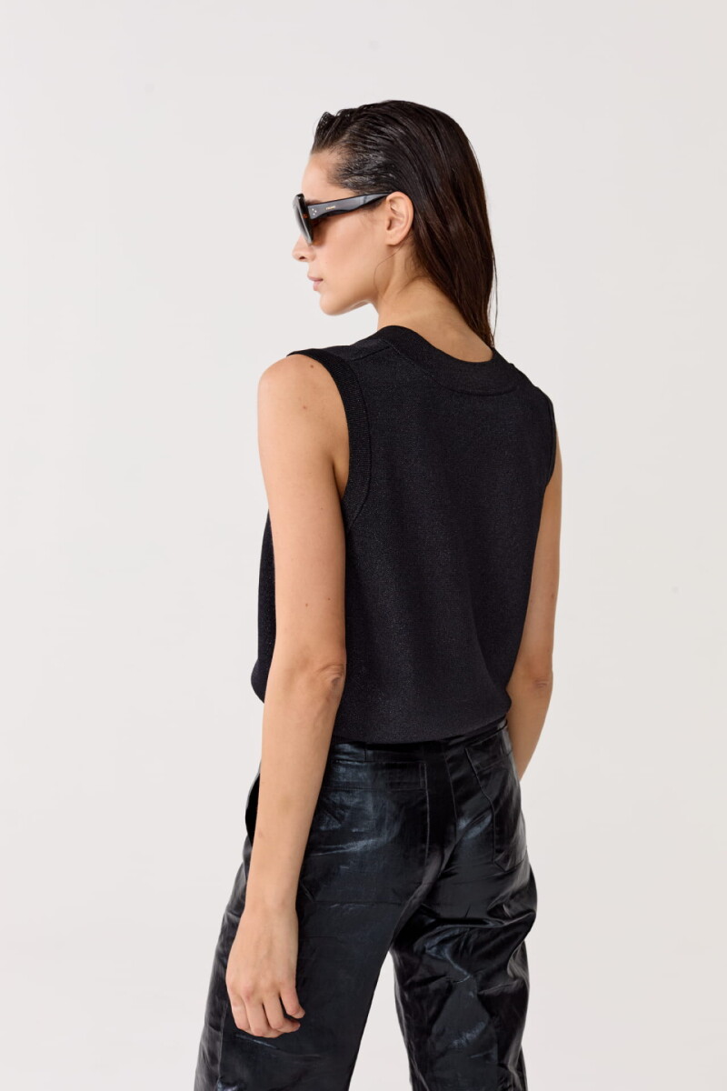 Chaleco Tejido Preppy en Lurex Negro