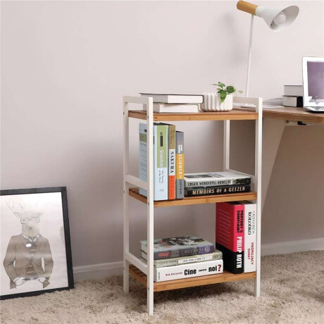 Estanteria 3 Tablas 45X32X80 Cm Bamboo Con Blanco