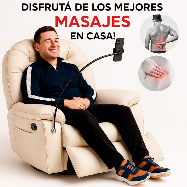 Sillón Masajeador Poltrona Con Control Remoto Y Soporte Para Celular BEIGE