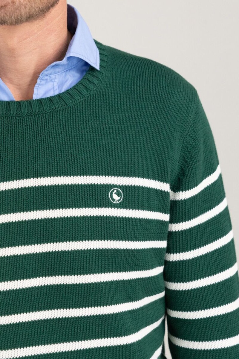Jersey Punto Inglés El Ganso Rayas Verde Crudo