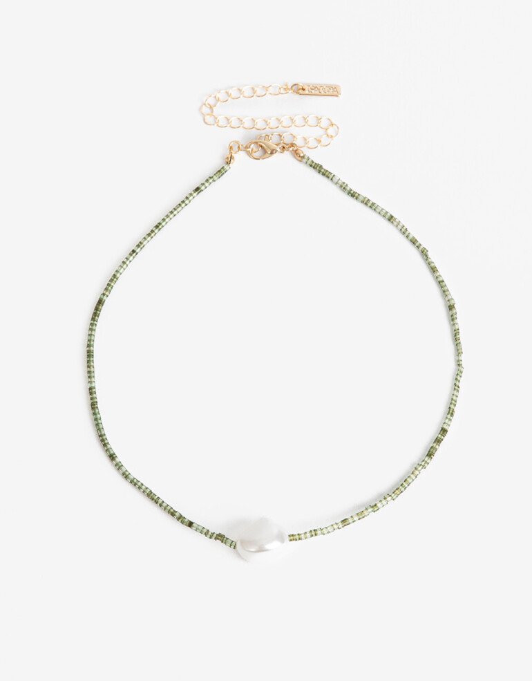 Collares Cortos Canutillos Collar Corto Beads Y Perla - Combinacion Multicolor