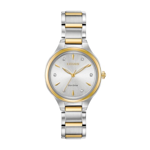 Reloj Citizen Eco-Drive FE2104-50A para dama con correa de acero Plateado