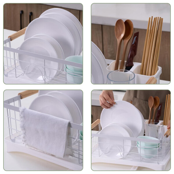 Escurridor Seca Platos Vajilla De Metal Asa De Madera Cocina Imback Color Blanco Escurridor Seca Platos Vajilla De Metal Asa De Madera Cocina Imback Color Blanco