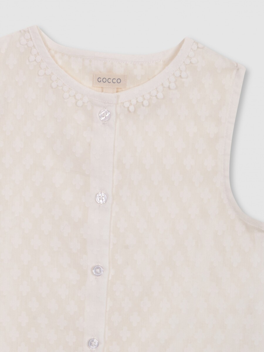 Blusa Con Cuello De Flecos Blanco Roto