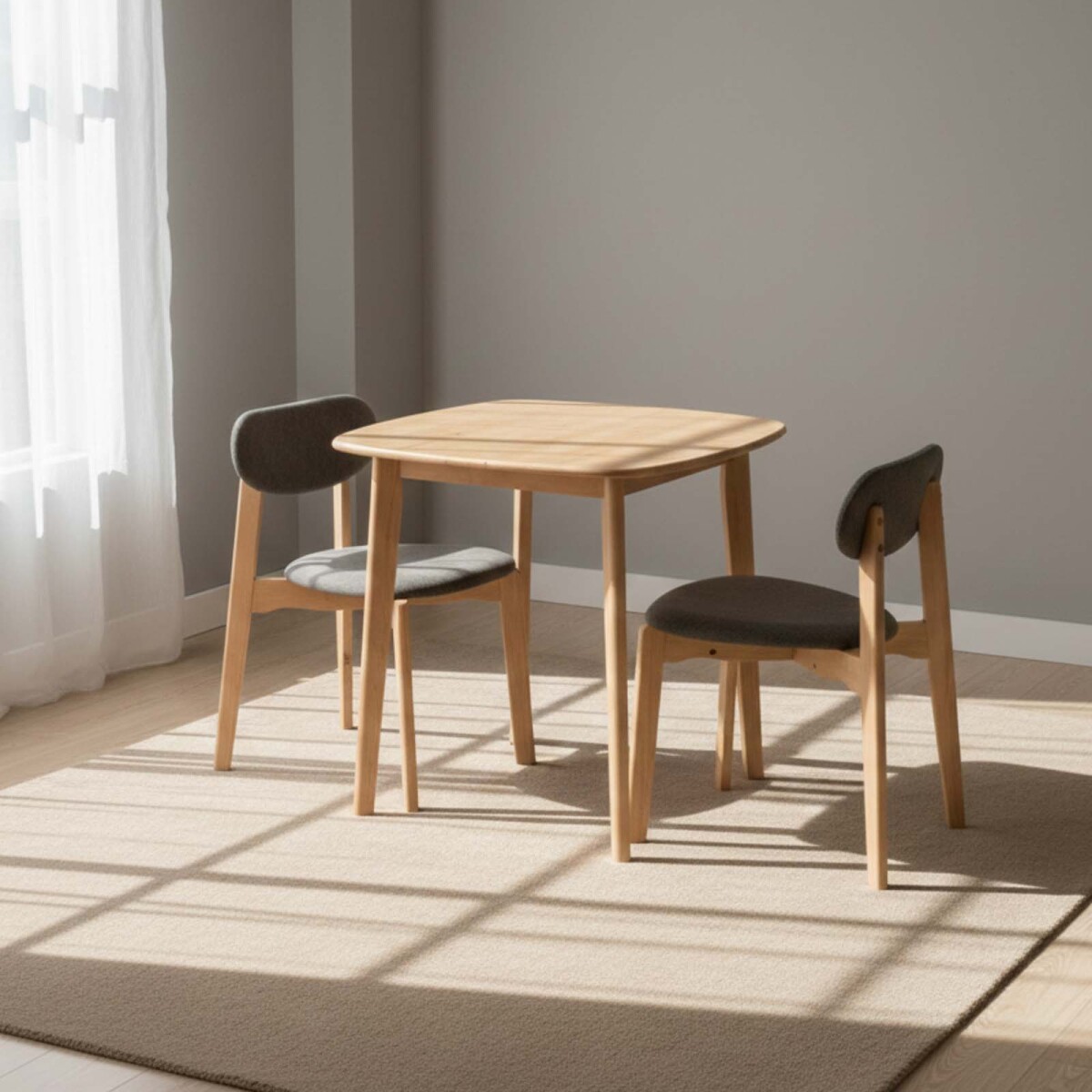 JUEGO DE COMEDOR - MADERA NATURAL-BEIGE GREY 