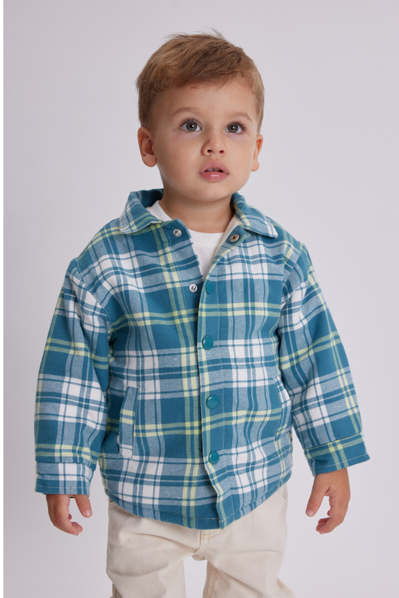 Sobrecamisa de abrigo a cuadros - Verde 