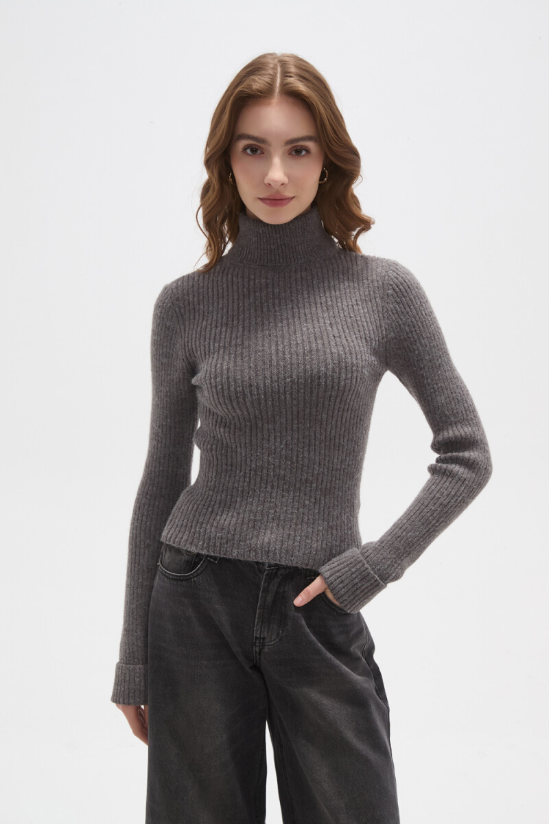 Polera Elizabet - Gris Melange Oscuro 