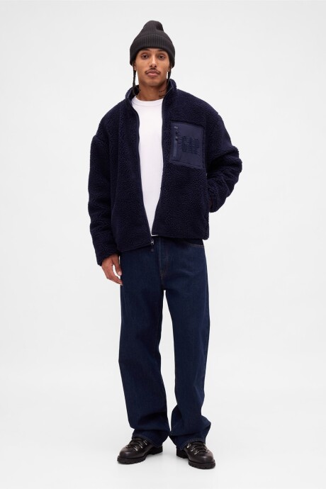 Canguro Con Cierre Polar Logo Gap Hombre Navy Uniform