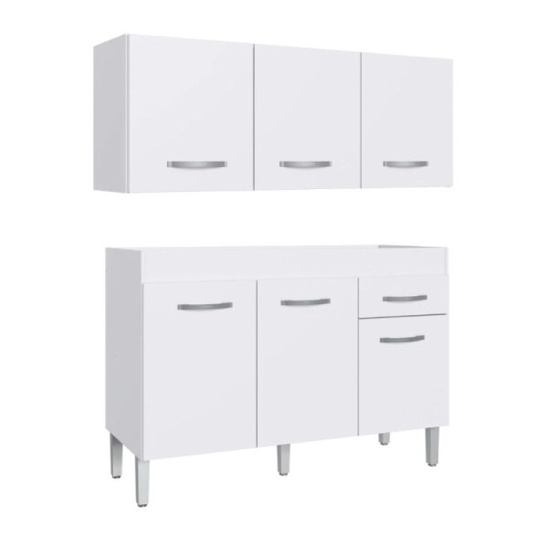 COMBO: ARMARIO BAJO MESADA + AEREO 3 PUERTAS 1.20 MT - BLANCO COMBO: ARMARIO BAJO MESADA + AEREO 3 PUERTAS 1.20 MT - BLANCO