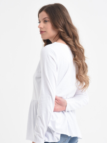 Camiseta manga larga peplum Blanco
