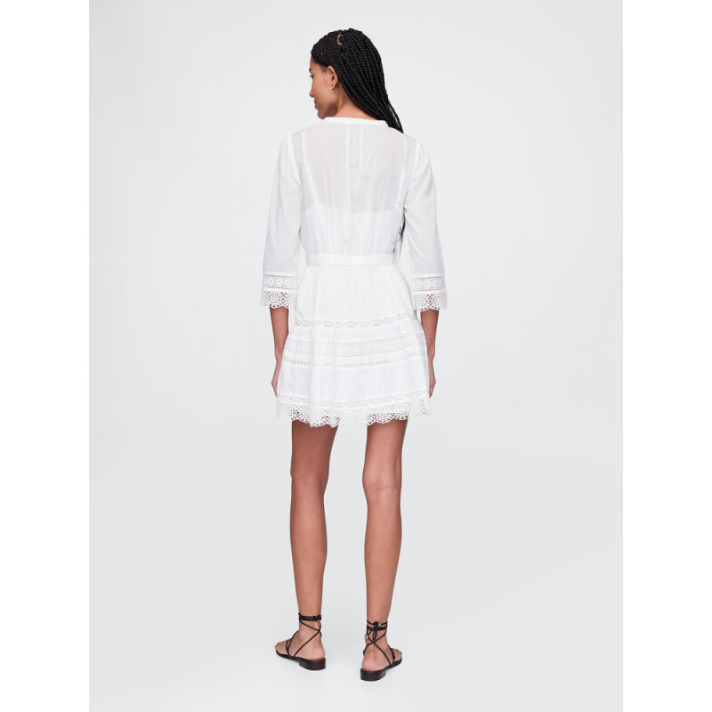 3/4 SLV TEXTURED MINI DRESS NEW OFF WHITE V2