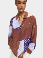 Camisa Fluida Con Estampado marron