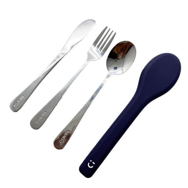 Cubiertos + estuche 3pcs azul