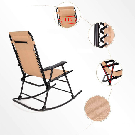 Silla Reposera Mecedora Plegable Con Almohadilla Beige