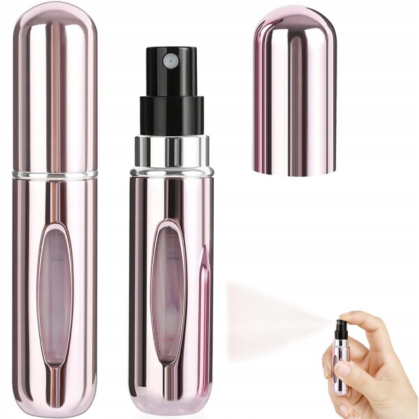 Mini Botella Atomizadora De Perfume Portátil Recargable X2 Color Variante Rosa Metalico