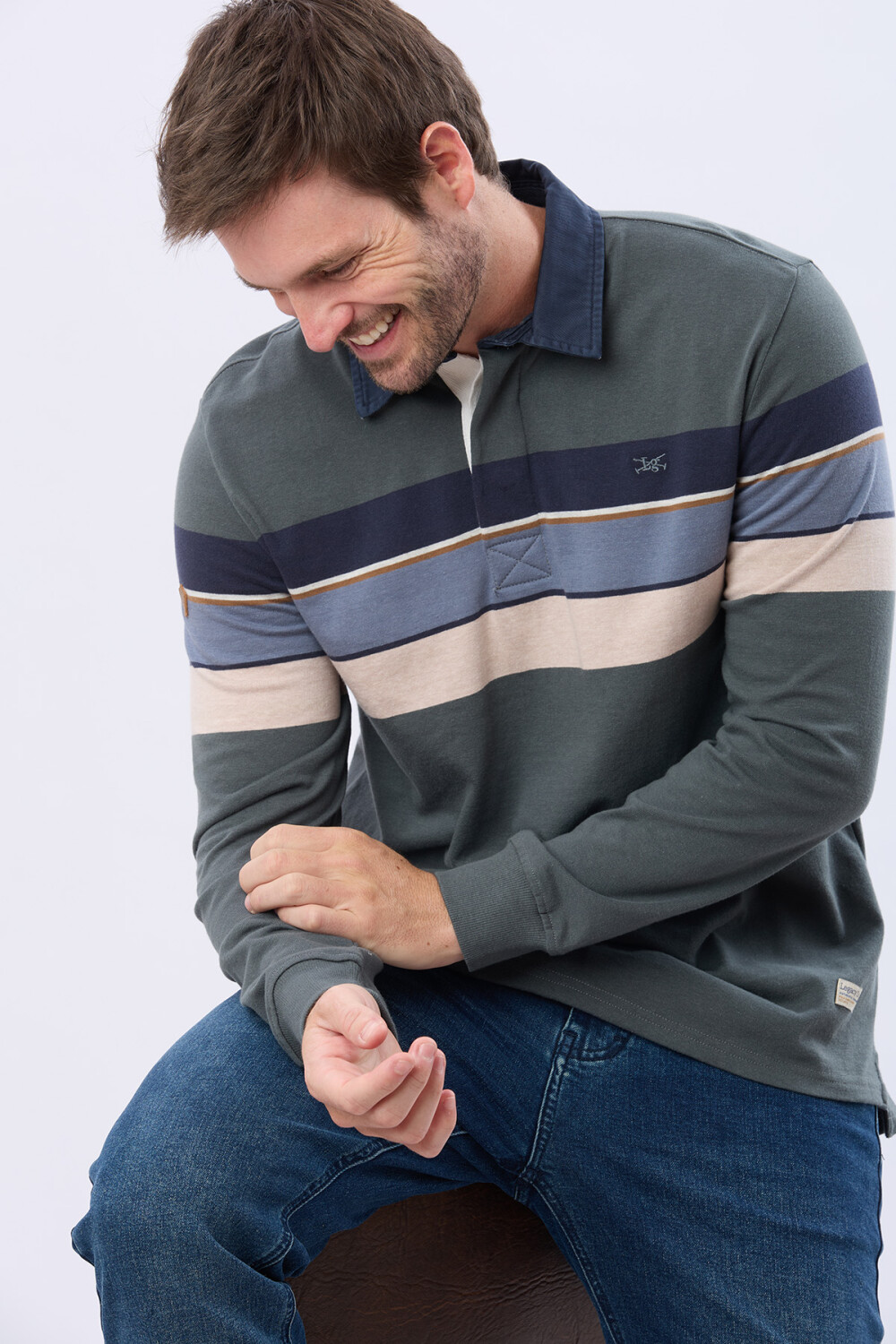 REMERA POLO RAYADA EN ALGODÓN Verde