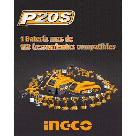 Set de 2 Baterías 20v 5Ah y 1 Cargador Rápido Doble Ingco P20S Set de 2 Baterías 20v 5Ah y 1 Cargador Rápido Doble Ingco P20S