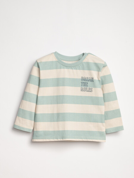 Remera Manga Larga Estampada Break The Rules Rayas Verde