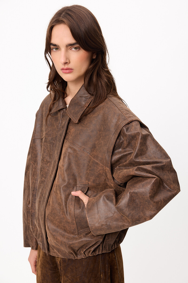 Campera Leather Boss Marrón