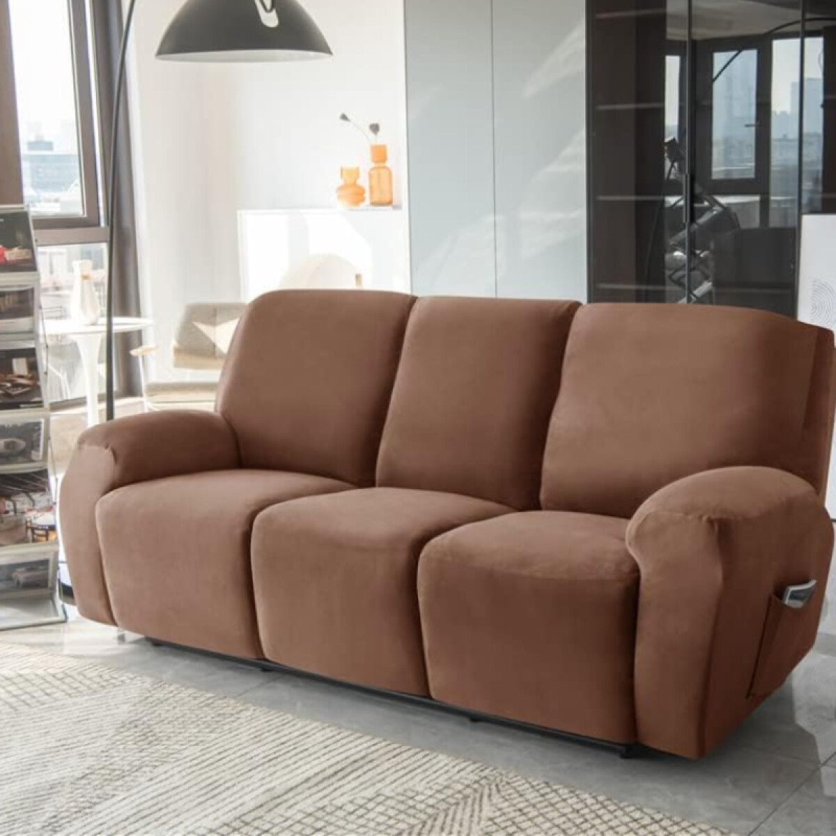 Funda sillón reclinable 3 cuerpos lisa - Marrón 