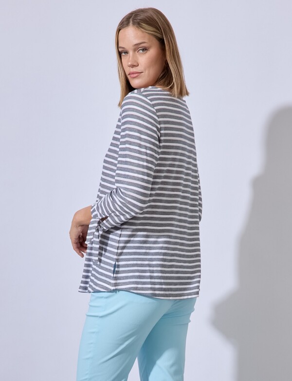 Blusa Algodon Lineas GRIS/MULTI