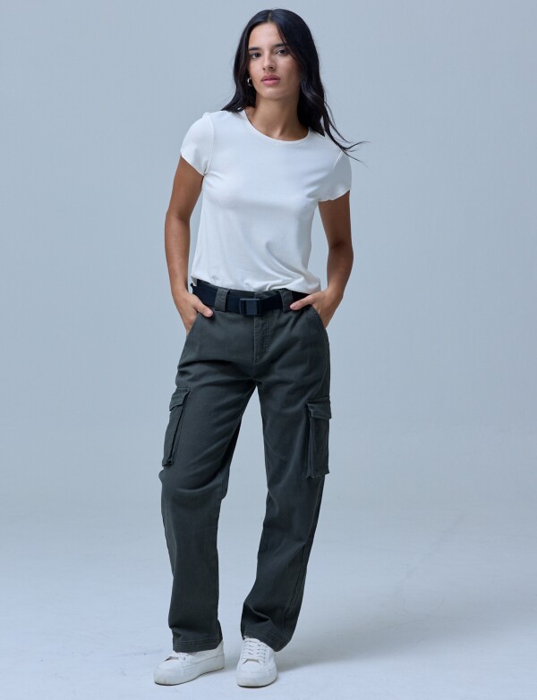 Pantalon Cargo Cinto OLIVA