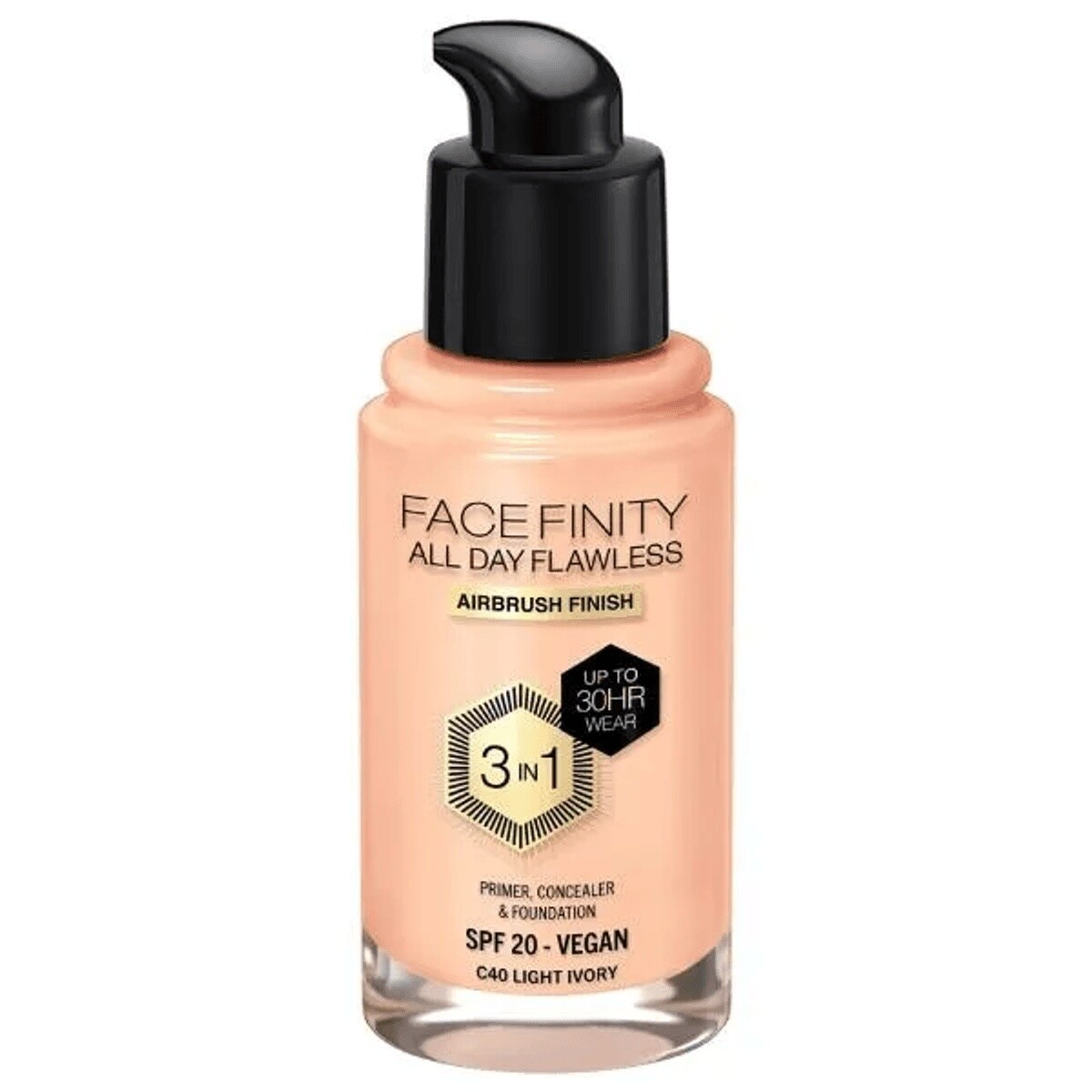 Base de Maquillaje Max Factor Facefinity All Day Flawless 3 en 1 N°C40 Light Ivory 