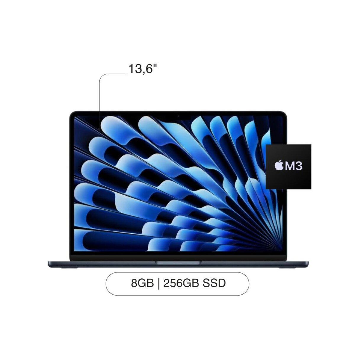 APPLE Macbook Air MRXV3LLA 13.6' 256GB SSD / 8GB M3 Chip - Midnight 