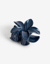 Broche Flores Borche Flor Metalizado. - Azul Noche