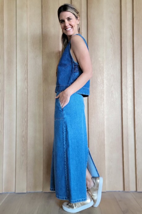 Pollera Gardenia Denim Azul