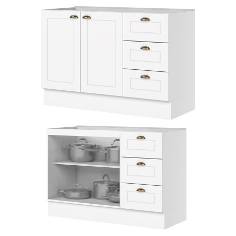 BAJO MESADA ARMARIO 2 PUERTAS 3 CAJONES - LÍNEA AMERICANA BLANCO