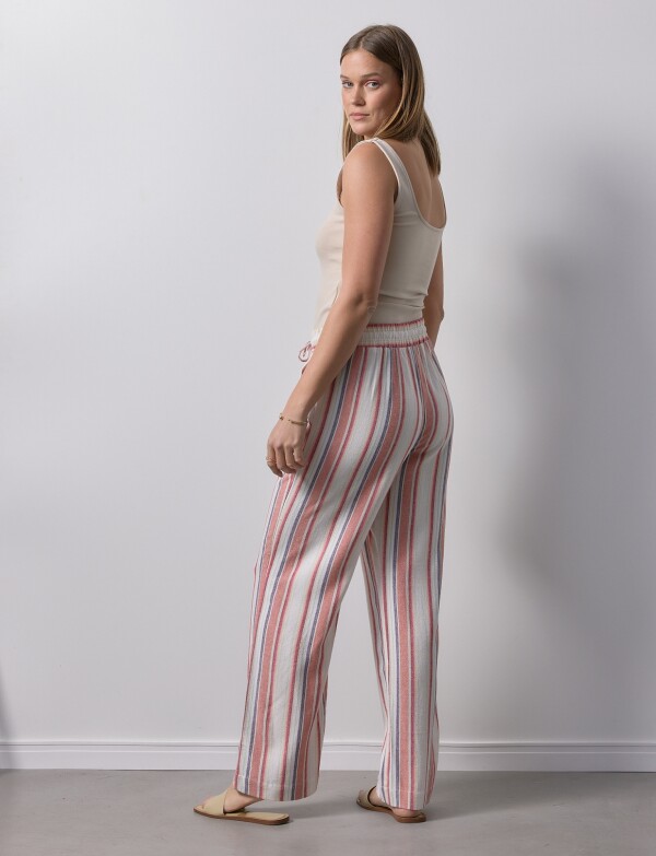 Pantalon Lino MULTI/CORAL