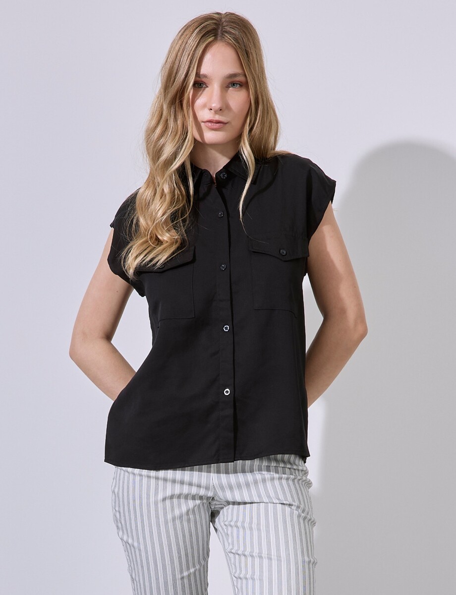 Camisa Bolsillos - Negro 