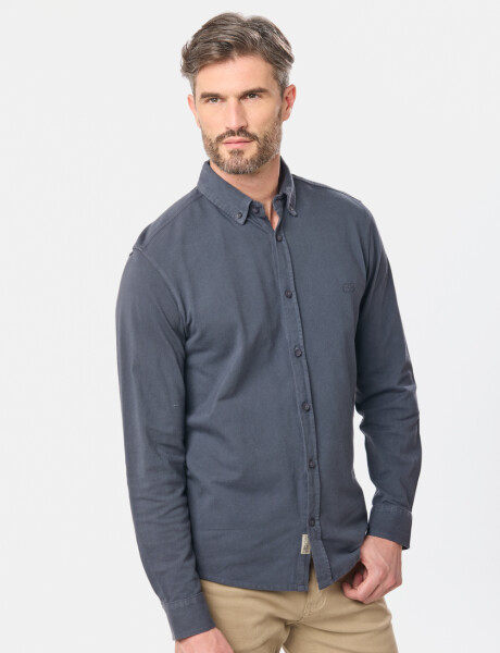 CAMISA PIQUE LISA MANGA LARGA Azul