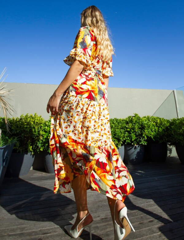 Vestido Maxi Printed MULTI/AMARILLO