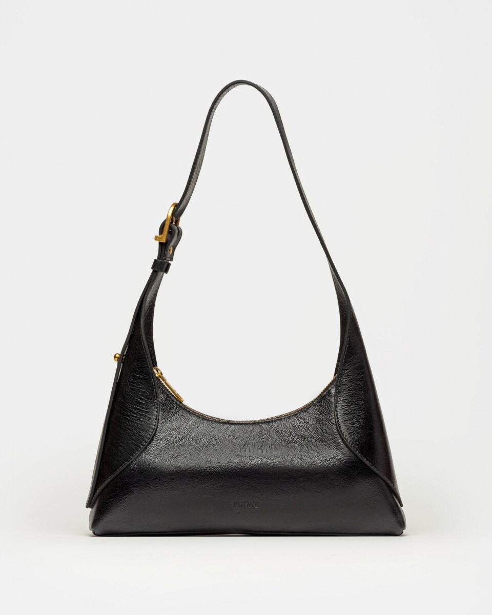 Cartera al hombro Windsor en cuero arrugado - Negro 