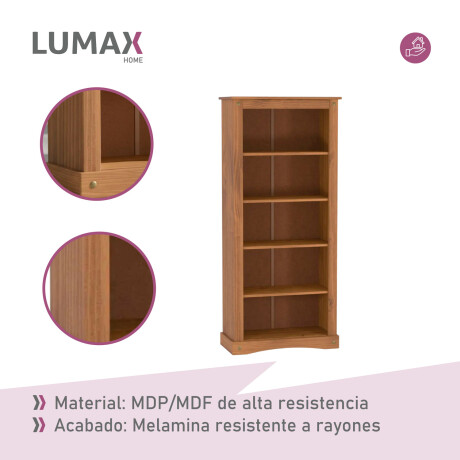 Estantería Biblioteca Lumax 5 Niveles 180x80x38 cm madera maciza Estantería Biblioteca Lumax 5 Niveles 180x80x38 cm madera maciza