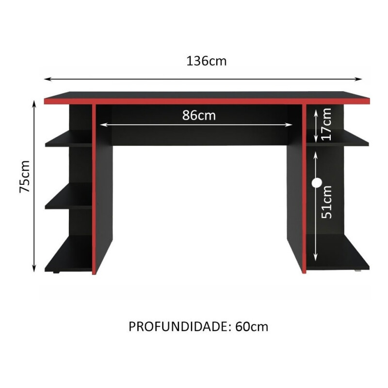 Escritorio Gamer Mesa Para Pc Estantes Calidad Rojo