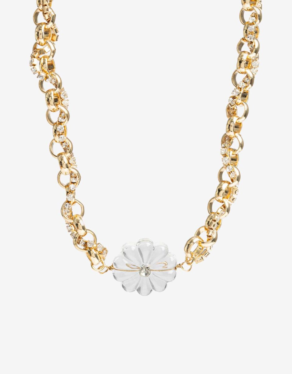 Collar Corto Flor Acrílica - Dorado 