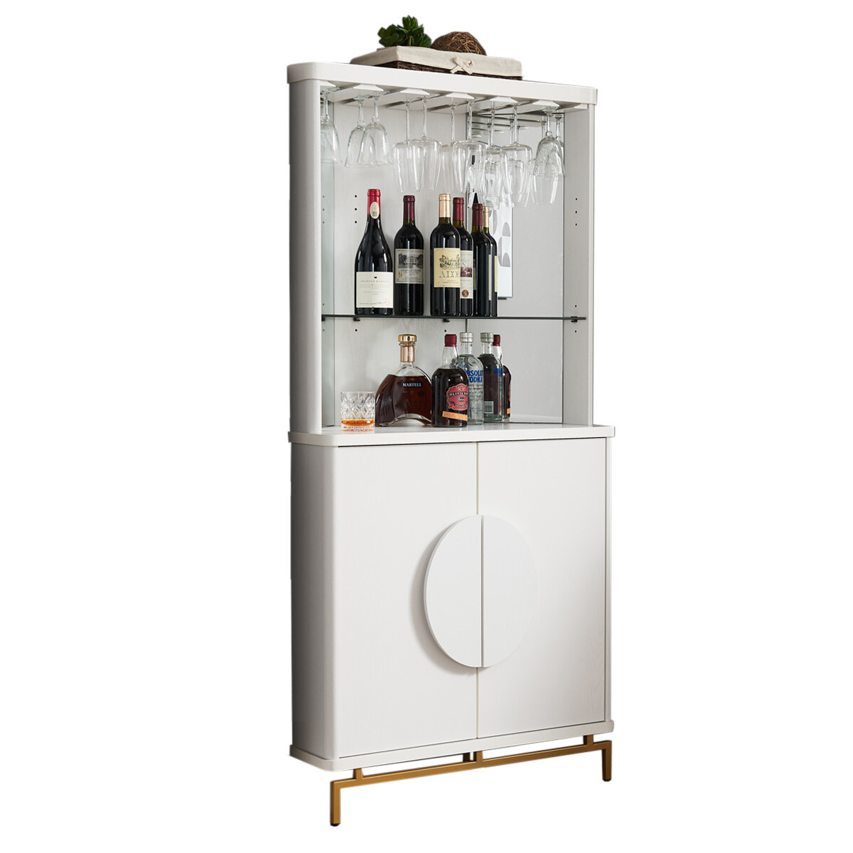 BAR ARMARIO COPERO CRISTALERO BOTELLERO ESTANTERÍA ESQUINERO CON PATAS DE METAL 