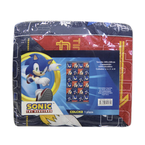 Colcha Reversible Infantil Sonic 1 Plaza 100% Microfibra U