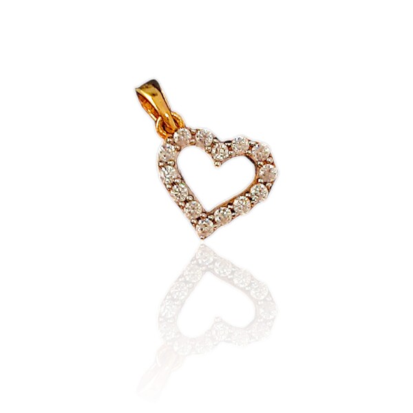Dije Corazón-Oro bajo-Piedra Zirconia-CP8517 Conpiedra
