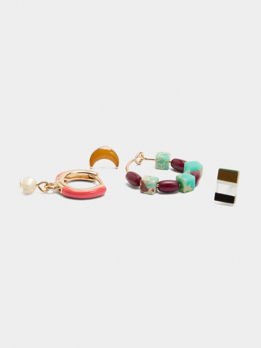 Set De Pendientes Multicolor Cuentas De Piedra multicolor