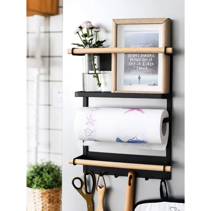 Estante Organizador Imantado De Acero Para Heladera Negro