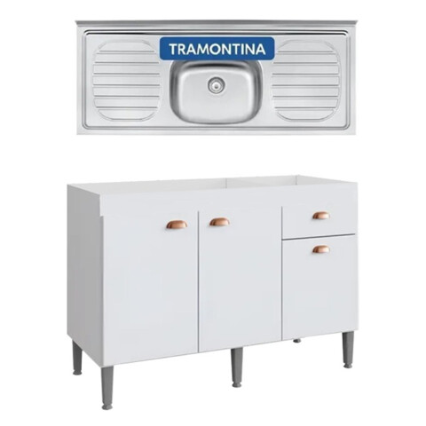 BAJO MESADA MUEBLE COCINA 3 PUERTAS 1 CAJON 120CM CON PILETA Bajo Mesada Mueble Cocina 3 Puertas 1 Cajon 120cm Con Pileta